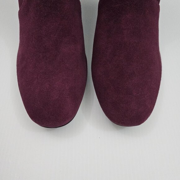 NEW Stuart Weitzman Allshine Ankle Boot Size 8 Wine Red Suede Sock Jewel Heel - Picture 6 of 13